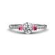 1 - Arista Classic Oval Cut Lab Grown Diamond and Round Pink Tourmaline Three Stone Engagement Ring 