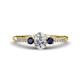 1 - Arista Classic Oval Cut Lab Grown Diamond and Round Blue Sapphire Three Stone Engagement Ring 