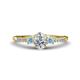 1 - Arista Classic Oval Cut Lab Grown Diamond and Round Aquamarine Three Stone Engagement Ring 