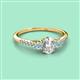 2 - Arista Classic Oval Cut Lab Grown Diamond and Round Aquamarine Three Stone Engagement Ring 