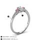 4 - Arista Classic Oval Cut Lab Grown Diamond and Round Pink Tourmaline Three Stone Engagement Ring 