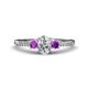 1 - Arista Classic Oval Cut Lab Grown Diamond and Round Amethyst Three Stone Engagement Ring 