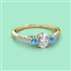 2 - Arista Classic Oval Cut Lab Grown Diamond and Round Blue Topaz Three Stone Engagement Ring 