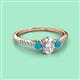 2 - Arista Classic Oval Cut Lab Grown Diamond and Round Turquoise Three Stone Engagement Ring 