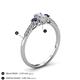 4 - Arista Classic Oval Cut Diamond and Round Blue Sapphire Three Stone Engagement Ring 