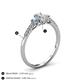 4 - Arista Classic Oval Cut Diamond and Round Aquamarine Three Stone Engagement Ring 