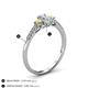 4 - Arista Classic Oval Cut Diamond and Round Yellow Sapphire Three Stone Engagement Ring 