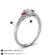 4 - Arista Classic Oval Cut Diamond and Round Ruby Three Stone Engagement Ring 