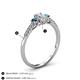 4 - Arista Classic Oval Cut White Diamond and Round Blue Diamond Three Stone Engagement Ring 