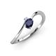 3 - Lucie Bold Oval Cut Blue Sapphire and Round Aquamarine 2 Stone Promise Ring 