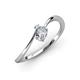 3 - Lucie Bold Oval Cut Diamond and Round Aquamarine 2 Stone Promise Ring 