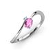 3 - Lucie Bold Oval Cut Pink Sapphire and Round Aquamarine 2 Stone Promise Ring 