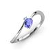 3 - Lucie Bold Oval Cut Tanzanite and Round Aquamarine 2 Stone Promise Ring 