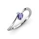3 - Lucie Bold Oval Cut Iolite and Round Aquamarine 2 Stone Promise Ring 