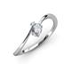 3 - Lucie Bold Oval Cut White Sapphire and Round Aquamarine 2 Stone Promise Ring 
