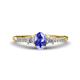 1 - Arista Classic Oval Cut Tanzanite and Round Diamond Three Stone Engagement Ring 