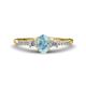 1 - Arista Classic Oval Cut Aquamarine and Round Diamond Three Stone Engagement Ring 