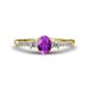 1 - Arista Classic Oval Cut Amethyst and Round Diamond Three Stone Engagement Ring 