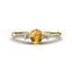 1 - Arista Classic Oval Cut Citrine and Round Diamond Three Stone Engagement Ring 