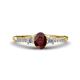 1 - Arista Classic Oval Cut Red Garnet and Round Diamond Three Stone Engagement Ring 