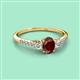 2 - Arista Classic Oval Cut Red Garnet and Round Diamond Three Stone Engagement Ring 