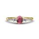 1 - Arista Classic Oval Cut Rhodolite Garnet and Round Diamond Three Stone Engagement Ring 