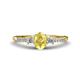 1 - Arista Classic Oval Cut Yellow Sapphire and Round Diamond Three Stone Engagement Ring 