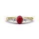 1 - Arista Classic Oval Cut Ruby and Round Diamond Three Stone Engagement Ring 