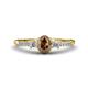 1 - Arista Classic Oval Cut Smoky Quartz and Round Diamond Three Stone Engagement Ring 