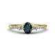 1 - Arista Classic Oval Cut London Blue Topaz and Round Diamond Three Stone Engagement Ring 