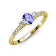 3 - Arista Classic Oval Cut Tanzanite and Round Diamond Three Stone Engagement Ring 