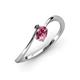 3 - Lucie Bold Oval Cut Pink Tourmaline and Round Black Diamond 2 Stone Promise Ring 