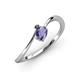 3 - Lucie Bold Oval Cut Iolite and Round Black Diamond 2 Stone Promise Ring 