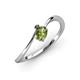 3 - Lucie Bold Oval Cut Peridot and Round Black Diamond 2 Stone Promise Ring 