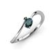 3 - Lucie Bold Oval Cut London Blue Topaz and Round Black Diamond 2 Stone Promise Ring 