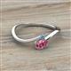 2 - Lucie Bold Oval Cut Pink Tourmaline and Round Blue Topaz 2 Stone Promise Ring 