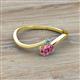 2 - Lucie Bold Oval Cut Pink Tourmaline and Round Blue Topaz 2 Stone Promise Ring 