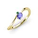 3 - Lucie Bold Oval Cut Tanzanite and Round Emerald 2 Stone Promise Ring 