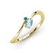 3 - Lucie Bold Oval Cut Aquamarine and Round Emerald 2 Stone Promise Ring 