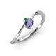 3 - Lucie Bold Oval Cut Iolite and Round Emerald 2 Stone Promise Ring 