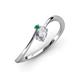 3 - Lucie Bold Oval Cut White Sapphire and Round Emerald 2 Stone Promise Ring 