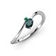 3 - Lucie Bold Oval Cut London Blue Topaz and Round Emerald 2 Stone Promise Ring 