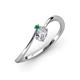 3 - Lucie Bold Oval Cut Lab Grown Diamond and Round Emerald 2 Stone Promise Ring 