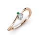 3 - Lucie Bold Oval Cut Diamond and Round Emerald 2 Stone Promise Ring 