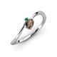 3 - Lucie Bold Oval Cut Smoky Quartz and Round Emerald 2 Stone Promise Ring 