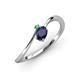 3 - Lucie Bold Oval Cut Blue Sapphire and Round Green Garnet 2 Stone Promise Ring 