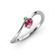 3 - Lucie Bold Oval Cut Pink Tourmaline and Round Green Garnet 2 Stone Promise Ring 