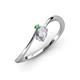 3 - Lucie Bold Oval Cut White Sapphire and Round Green Garnet 2 Stone Promise Ring 