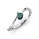 3 - Lucie Bold Oval Cut London Blue Topaz and Round Green Garnet 2 Stone Promise Ring 