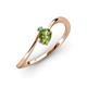 3 - Lucie Bold Oval Cut Peridot and Round Green Garnet 2 Stone Promise Ring 